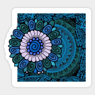 Blue zentagle flower Sticker